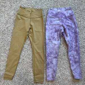 Popflex 3/4 Leggings in Gold Cheetah and Purple Tie-Dye